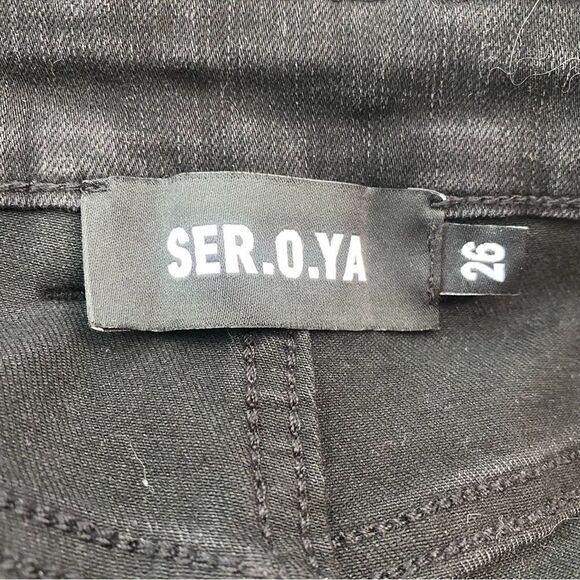 NWT SER.O.YA Demi flare jeans mid rise denim black some stretch Sz 26 - Picture 10 of 14